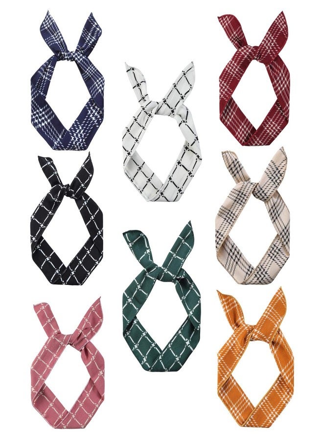 ONEYE, Wire Headbands for Women Twist Bow Hairbands Fashion Check Bunny Ears Headwraps Hair Accessories for Workout Yoga Running Soccer Sports Pack of 8, 8 Count (Pack of 1) - Image 1